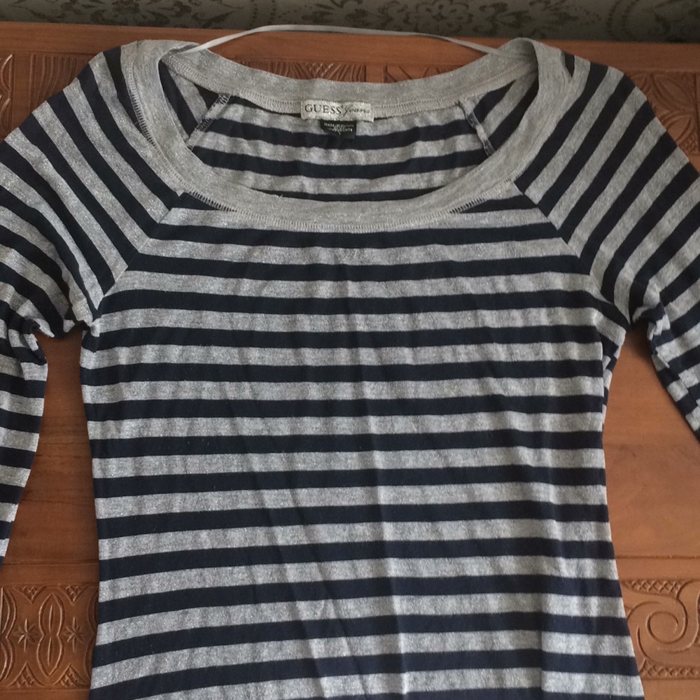 Guess blue and silver shimmer top